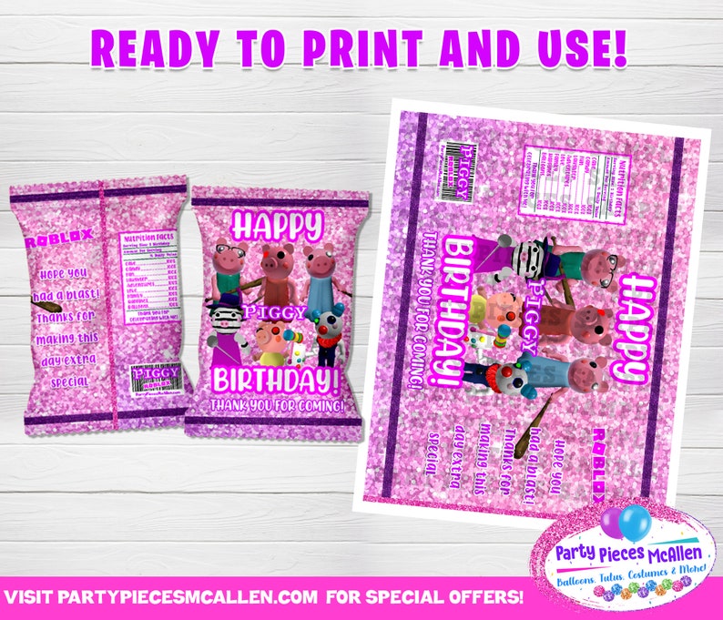 PRINTABLES Piggy Roblox Banner Piggy Roblox Tags Piggy Roblox Labels Digital Piggy Roblox Birthday Package Piggy Roblox Party Supplies