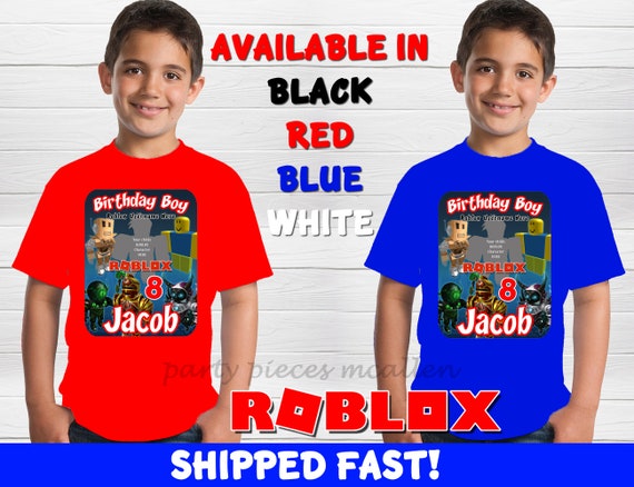 Roblox Birthday Shirt With Avatar Roblox Boy Birthday Shirt Etsy - blue fade hoodie roblox template