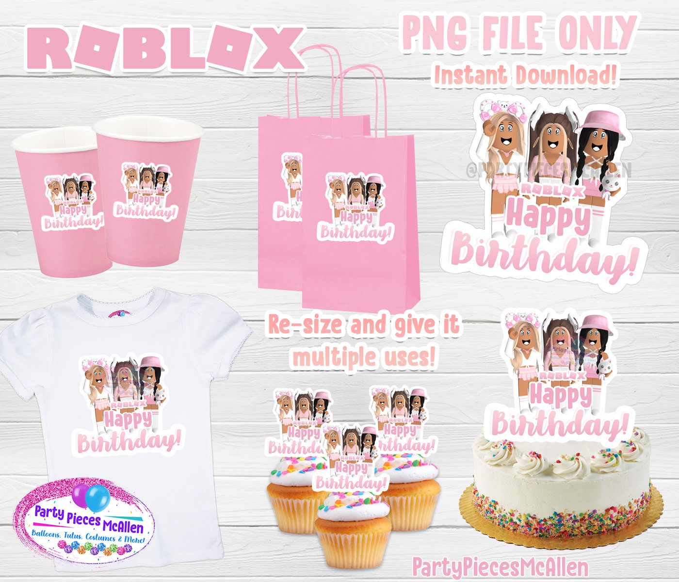Printable Girls Roblox Birthday File Digital File Girly | Etsy