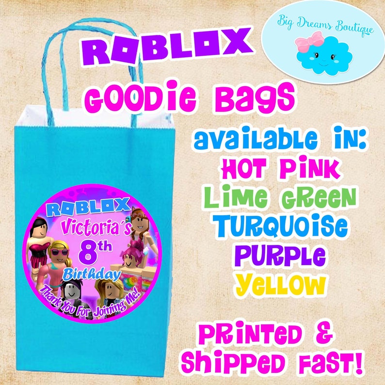 12 Roblox Mädchen Goodie Bags Roblox Mädchen Süßigkeiten Taschen Roblox Mädchen Mitbringsel Taschen - 