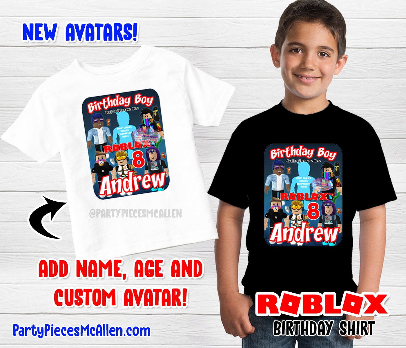 Will Ship After July 8th Roblox Birthday Shirt With Etsy - cool shirts for boys roblox