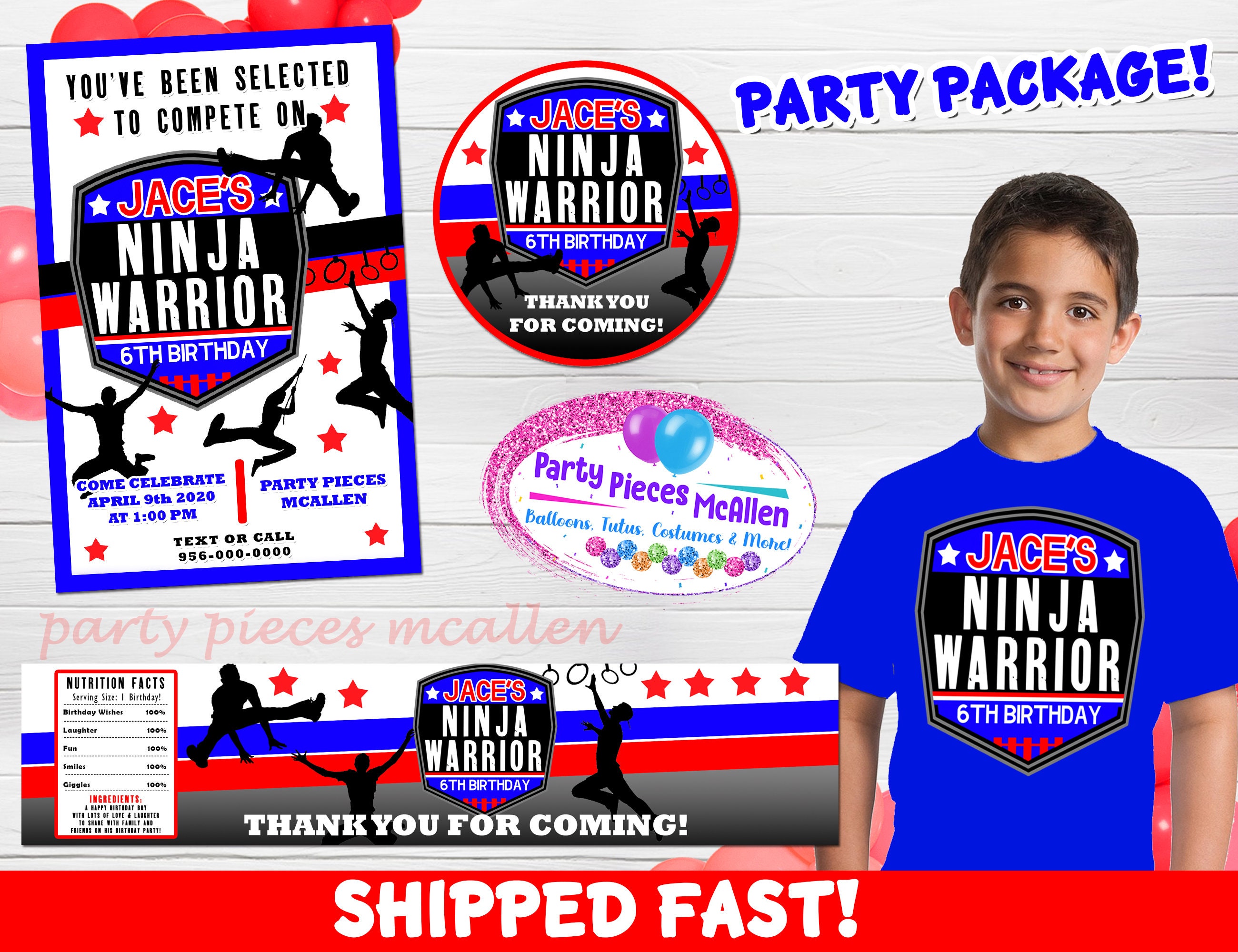 Ninja Warrior Party Package Ninja Warrior Invitations Ninja Etsy