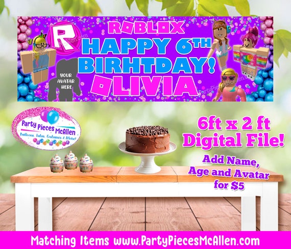 Imprimible Ninas Roblox Banner De Cumpleanos Archivo Etsy