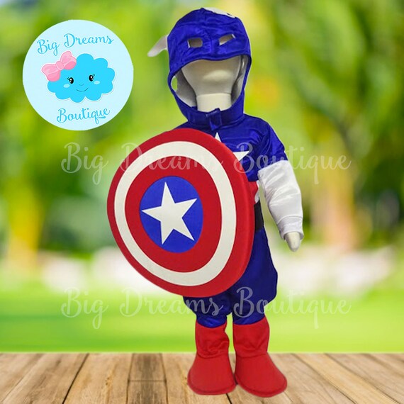 image 0 image 1 image 2 image 3 image 4 🔎zoom Request a custom order and have something made just for you. Captain America Costume for Boys, Toddler Captain America Costume