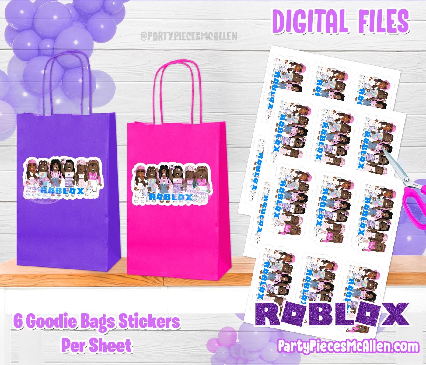 Girl Roblox Birthday Package Roblox Party Suppliesgirl Etsy