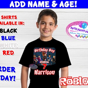 Roblox Birthday Shirt With Avatar Roblox Boy Birthday Shirt Etsy - true religion roblox template