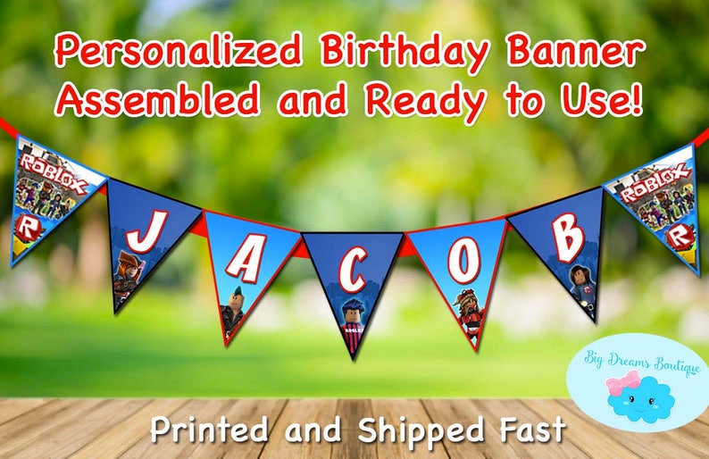 Roblox Birthday Banner Roblox Personalized Banner Etsy