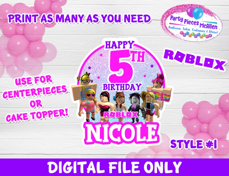 Printable Girl Roblox Cake Topper Digital Girl Roblox Etsy