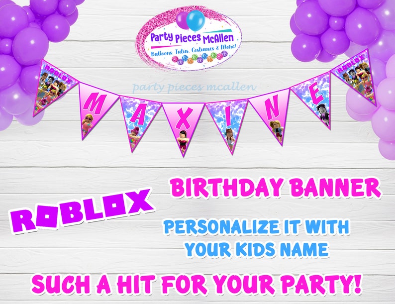 roblox girl birthday banner roblox girl personalized banner etsy