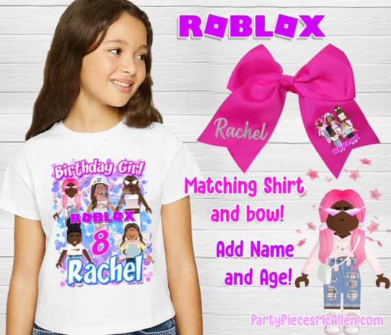 Girls Roblox Birthday Shirt Brown Skin Avatars Customized Etsy - brown skin roblox character