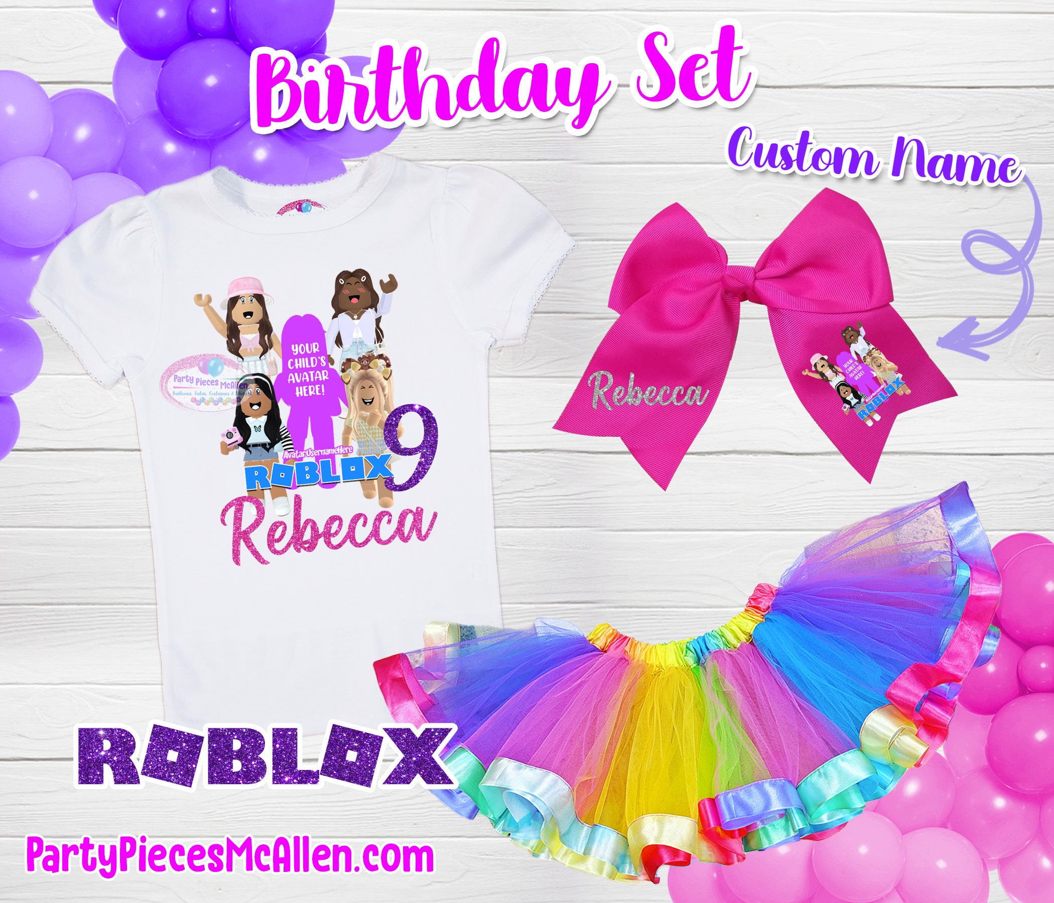 Will Ship After July 8th Roblox Tutu Outfit With Custom Etsy - roblox rainbow messages