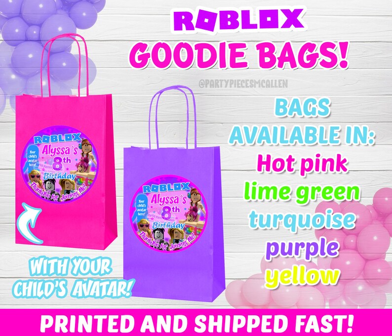12 Roblox Girl Goodie Bags with Avatar Roblox Girl Candy Bags Etsy