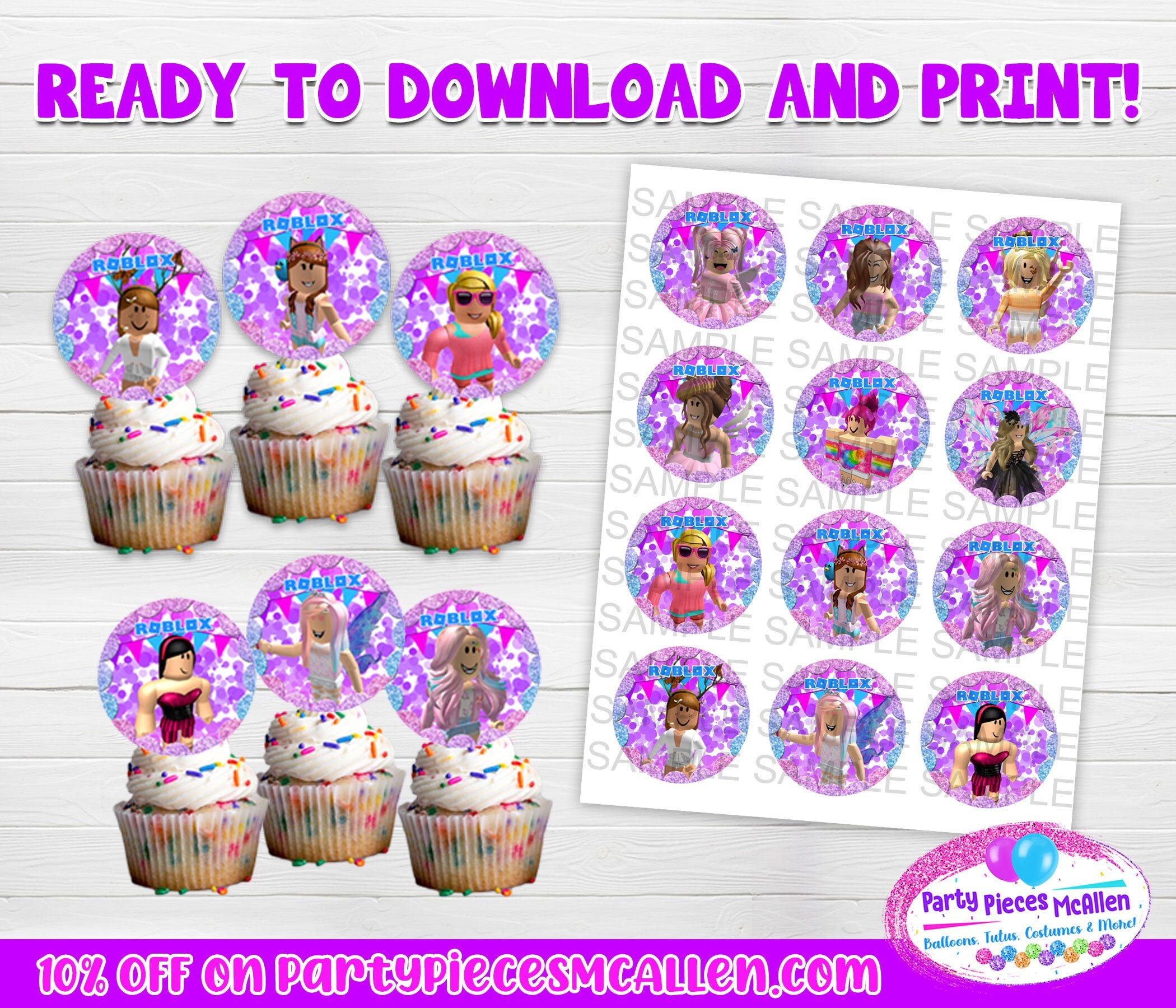 Roblox Cupcake Toppers Instant Download Printable Etsy - roblox cupcake toppers party city