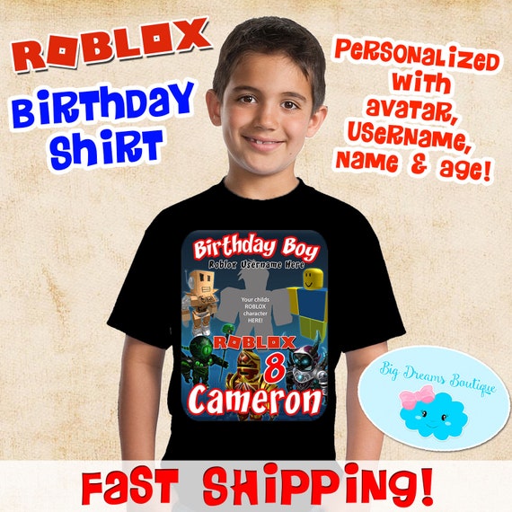 Will Ship After Oct 9 Roblox Birthday Shirt With Avatar Etsy - roblox shirt boy etsy