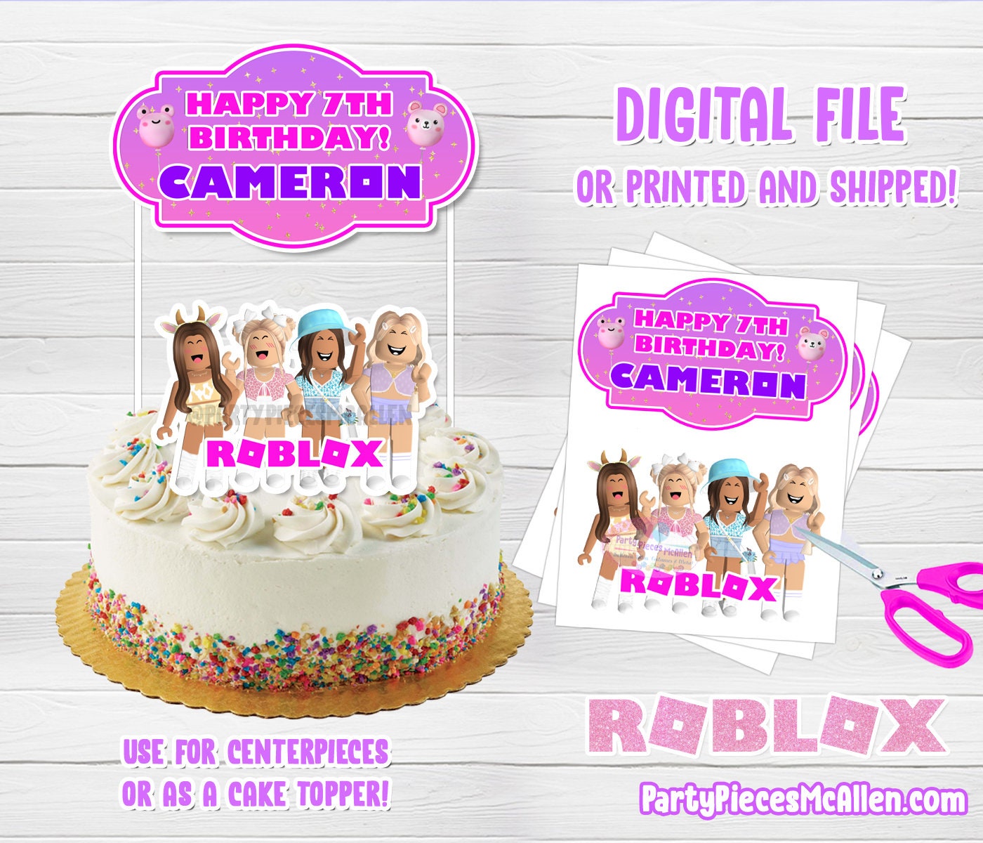 Girl Roblox Cake Topper Digital Girl Roblox Centerpiece Etsy New Zealand