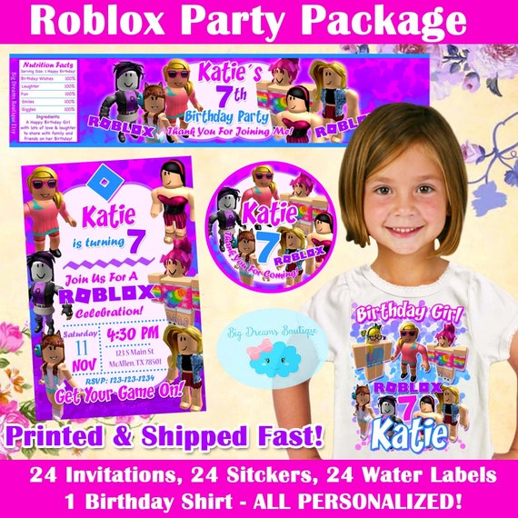 Roblox Party Package Roblox Invitations Birthday Party Set Etsy - 6 free items and contest roblox 13th birthday celebration event