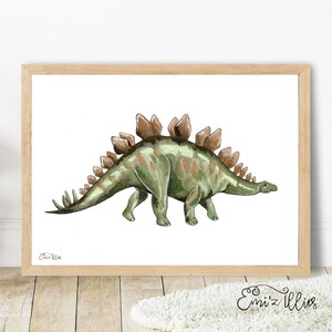 Dinosaur print, Stegosaurus, Boys Nursery art, Dinosaur art, Boys bedroom decor, playroom print, watercolour stegasaurus, kids art