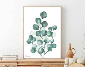 Aquarel eucalyptusprint, Australische inheemse flora muurkunst