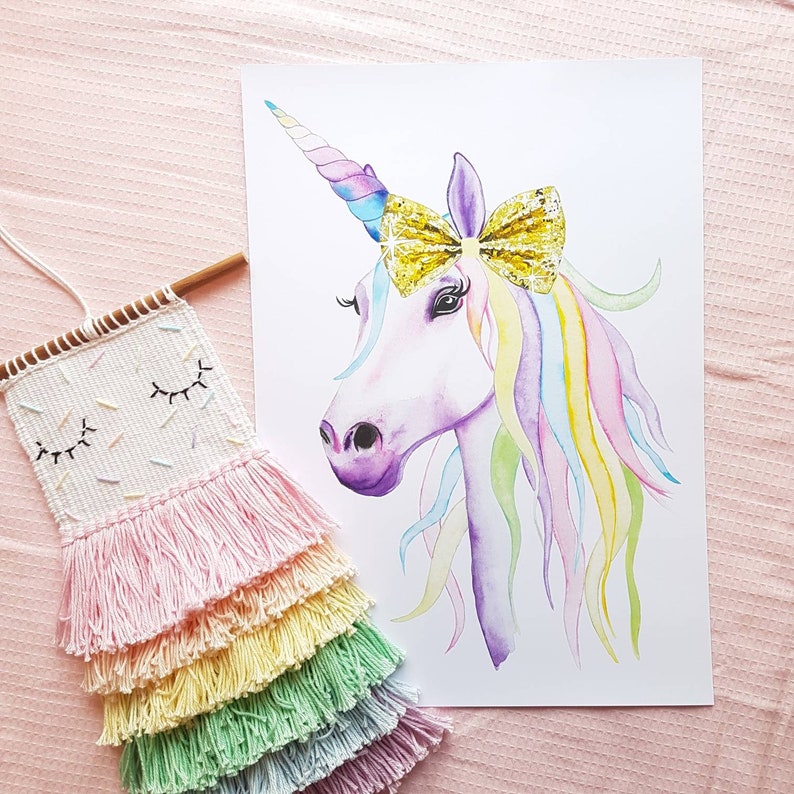 Unicorn Print Rainbow Unicorn Watercolour Unicorn Pastel - Etsy