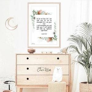 Inspirational quote, modern scripture, psalm, bible verse poster, personalised quote, native floral wall art, Botanical print, custom poster