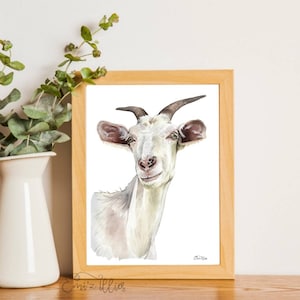 Goat Print, goat, Farm house print, Farm style print, nursery decor, Farm prints, rustic prints, wall art, watercolour goat, Billy goat