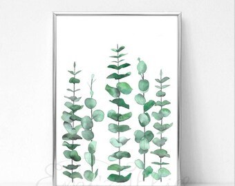 Watercolor Eucalyptus Print, Australian Native Flora Art