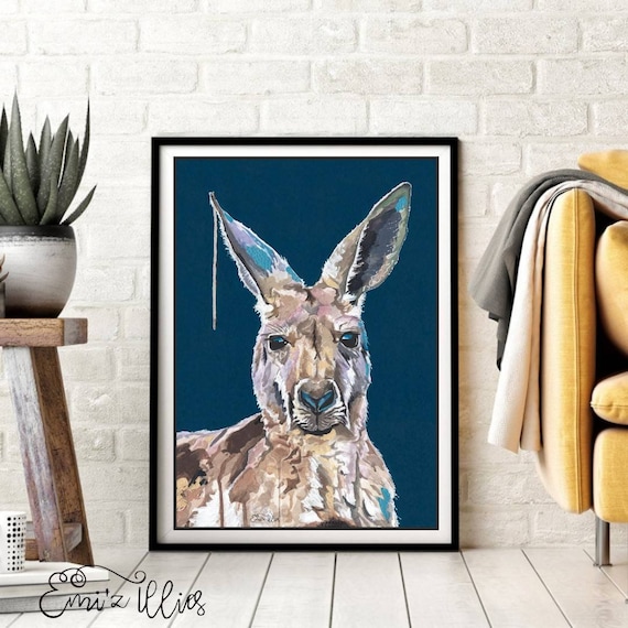 Kangaroo Art Print, Australian Animal Wall Art, Australiana Decor