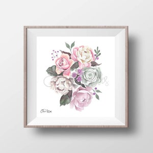 Aquarell Blumen, Pfingstrose Kunstdruck, Blumenmalerei, moderne Aquarell Wandkunst, australische Flora, botanischer Druck, Aquarell Rosen