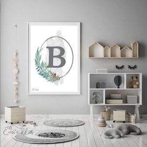 Carta personalizada, inicial, decoração de meninos, estampa de berçário de meninos, estampa de berçário australiano, estampa nativa australiana, decoração de parede, estampa de goma
