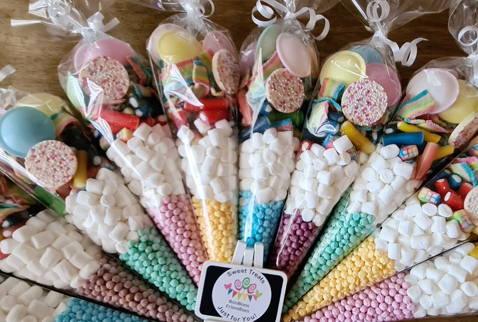 Rainbow Large Sweet Cones Kids Birthday Prefilled Party Etsy