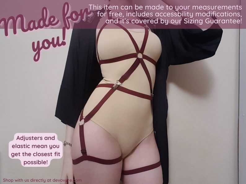 Brigid Modular Body Harness Bundle // Elastic Adjustable Detachable Black Pink White or Red Lingerie Suspenders image 7