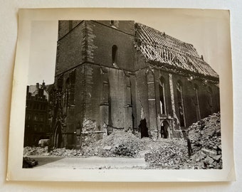 Vintage Original Photo - WWII Hanover - Bombed Church Germany 1945 Photograph #23-90