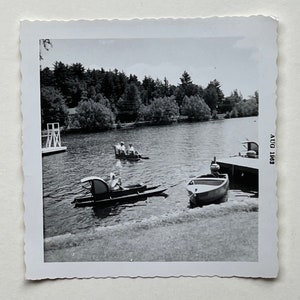 Original Photo &#39;Vintage Pontoon Paddle Boats&#39; 1960s Summer Family Time Photograph #37-12
