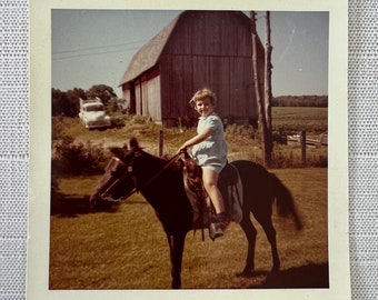 Vintage Original Photo 'Pony Ride' Little Girl Photograph #70-71