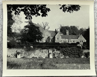 Vintage Original Photo - Stately Manor Home - Stone Wall Garden England- 1940s Photograph #23-118