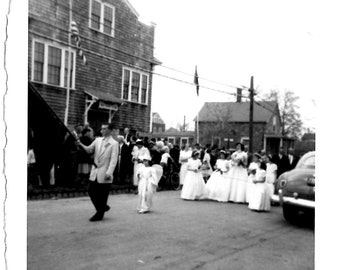 Vintage Original Photo 'First Communion Parade' 1950's  Photograph #36-139