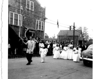 Vintage Original Photo 'First Communion Parade' 1950's  Photograph #36-139