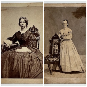 Two Antique Photograph &#39;Victorian Ladies&#39; Cabinet Cards Photo #46-7