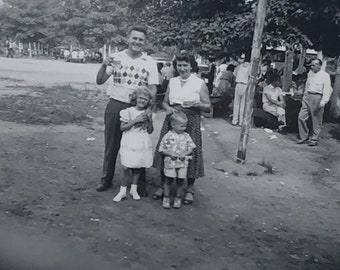 Vintage Original Photo 'Park Party' 1950s Family Reunion Kids Parents Photograph #36-110