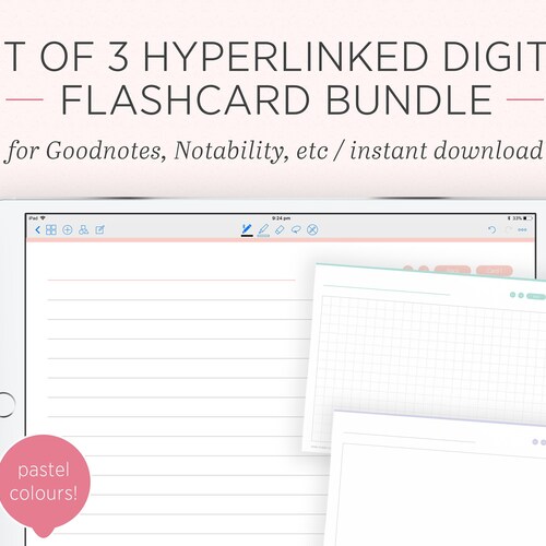 Digital Flashcards Set Student Goodnotes Notability Etsy