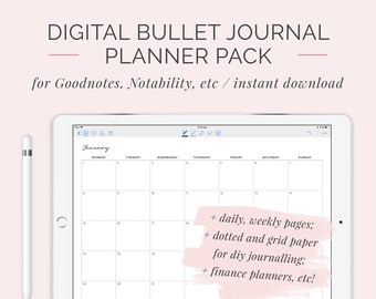 2018 Digital Bullet Journal Planner | Customisable GoodNotes DigiBujo Hyperlinked Organiser | iPad and Tablet Calendar | Instant Download