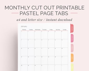 monthly tabs etsy month tabs