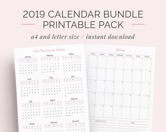 2019 monthly calendar printable