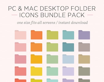 Desktop Folder Icons | Customisable Icons Pastel Pack | Windows and Mac OS Systems |  Instant Download | Laptop, Desktop, PC, Mac Organiser