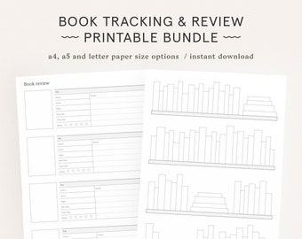 Book Tracker and Review Printable | Reading Journal Log List | Discbound  Planner Insert | A4, A5, Letter | Instant Download