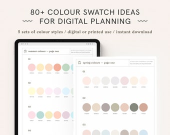 Digital Planner Colour Swatches | Design Ideas Color Palette | GoodNotes Notability Digital Inserts | iPad Tablet | Instant Download