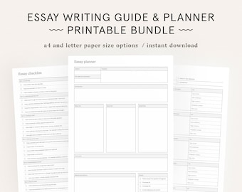 Essay Guide and Planner Printable Pack | School, College, University Student Essay Writing Template | Instant Download | A4 and Letter