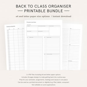 Back to School, College and University Organiser Printable Pack for ...