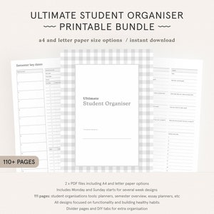 Paquete organizador de estudios para estudiantes definitivo / Planificador de educación en el hogar para colegios, universidades y escuelas / Descarga instantánea / A4 y carta