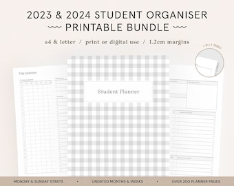 2024 Printable Student Planner | Academic College Organiser | Homeschool Templates | Student Templates | A4 Letter Planner Inserts